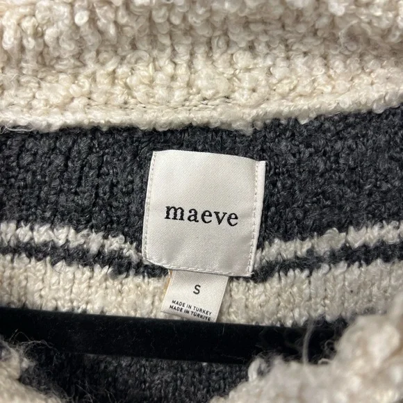 MAEVE by Anthropologie Striped Polo Sweater Grey/Cream Size Small